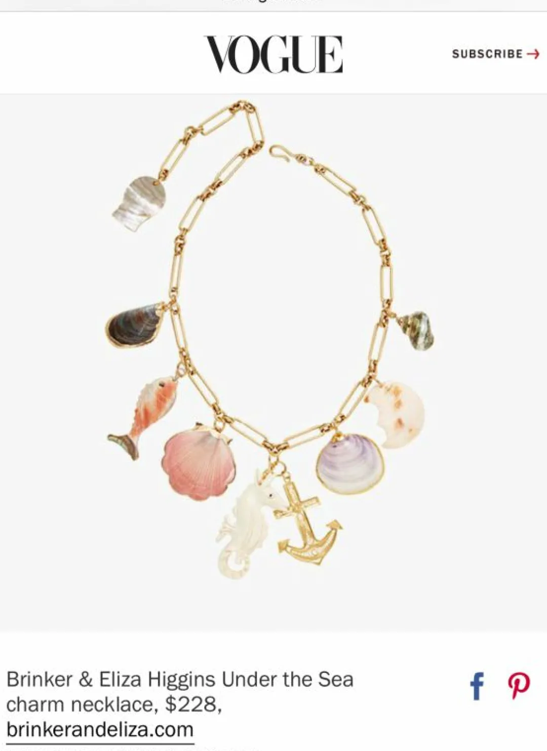 Brinker & Eliza Under The Sea Charm Necklace
